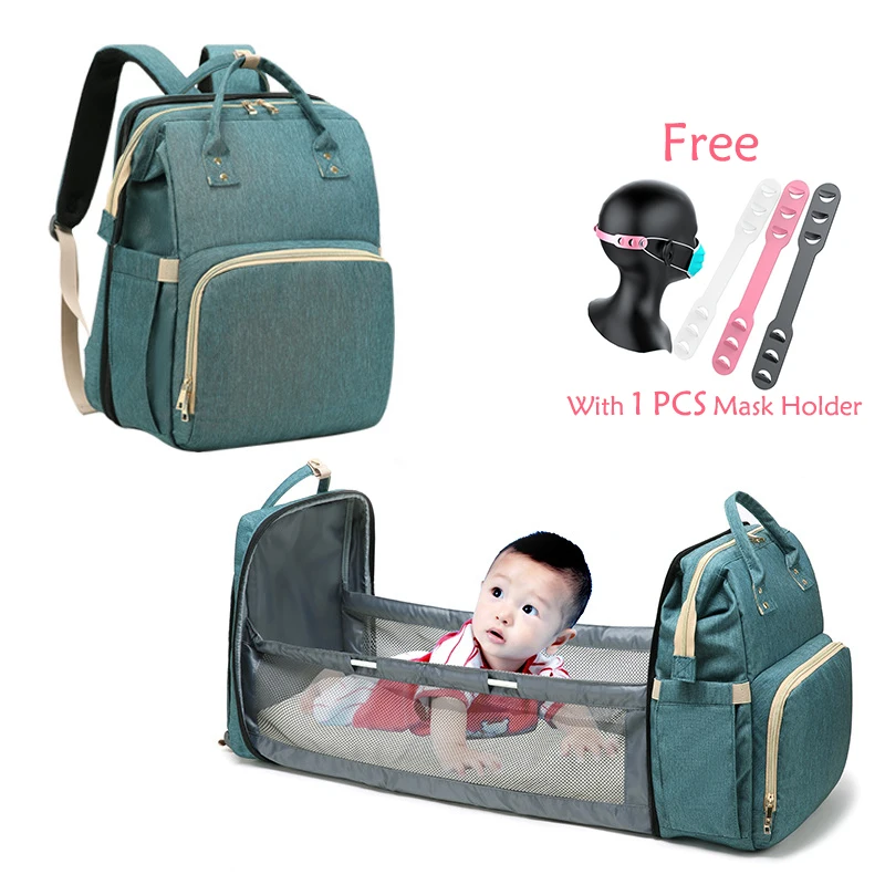 Mummy Bag Large Capacity Baby Bag Waterproof Multifunctional Diaper Bag Backpack with Changing Bed/Table Backpacks Mask Holder