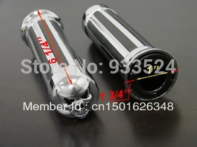 

SKULL 1" for Harley CHROME DIAMOND HAND GRIPS 25mm Touring Electra Glide Road King Sportster Dyna Softail Bobber Chopper