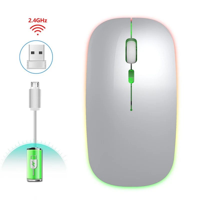

ZL Wireless Connection Mouse 2.4G Colorful Glowing Mute Slim Notebook Desktop Office Illuminated Backlight