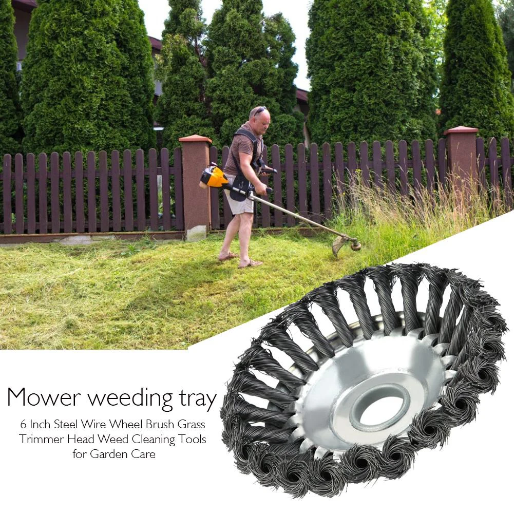 6inch Steel Wire Grass Trimmer Head Tray Brush Rotary Wheel Edge Break-proof Safe Strimmer Parts Tool | Инструменты