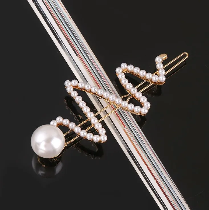 Модные жемчужные заколки для волос Ins женщин металлические серебряные женские в