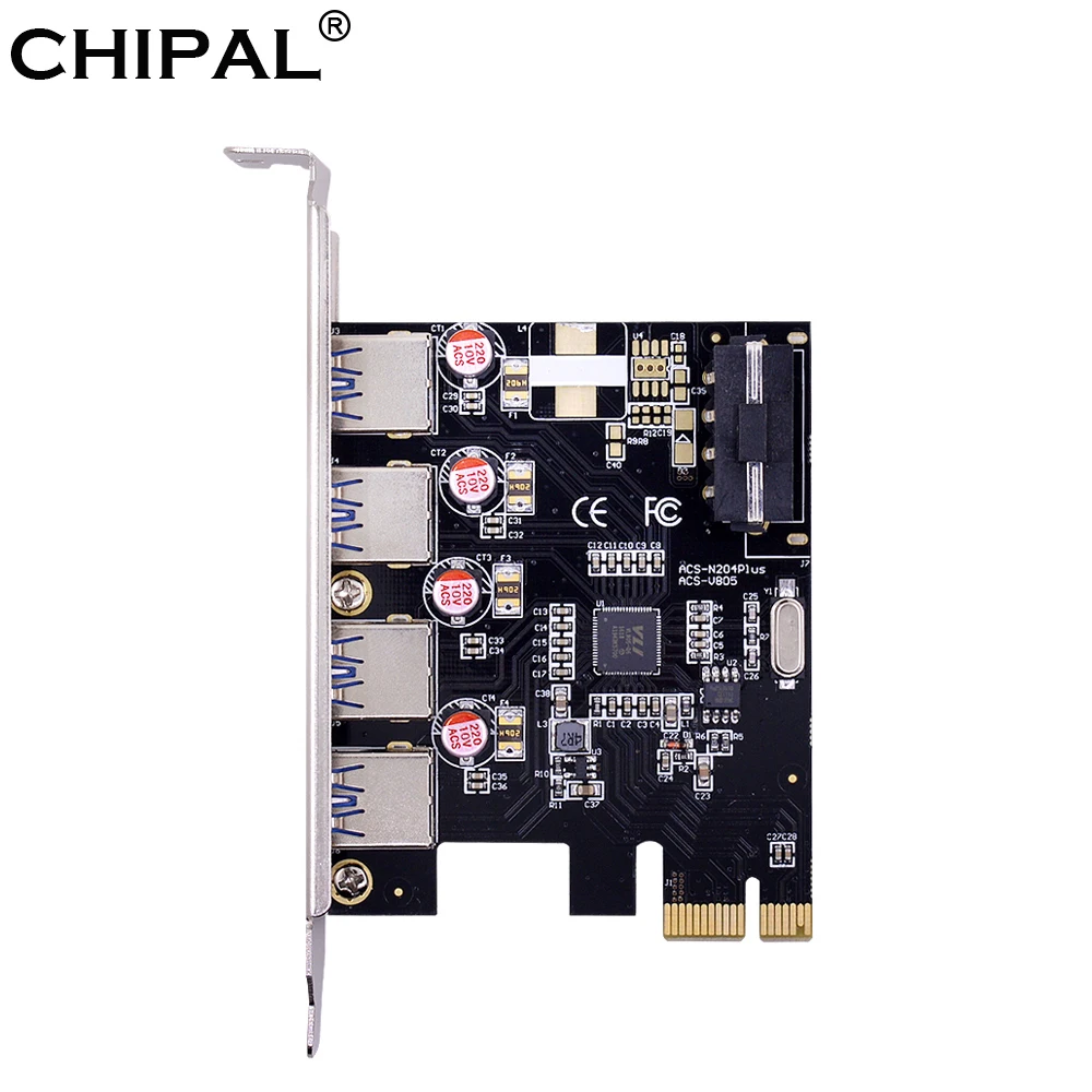 CHIPAL высокоскоростная 5 Гбит/с 4 порта USB 3 0 карта PCI E 1X до расширения адаптер PCIE хост