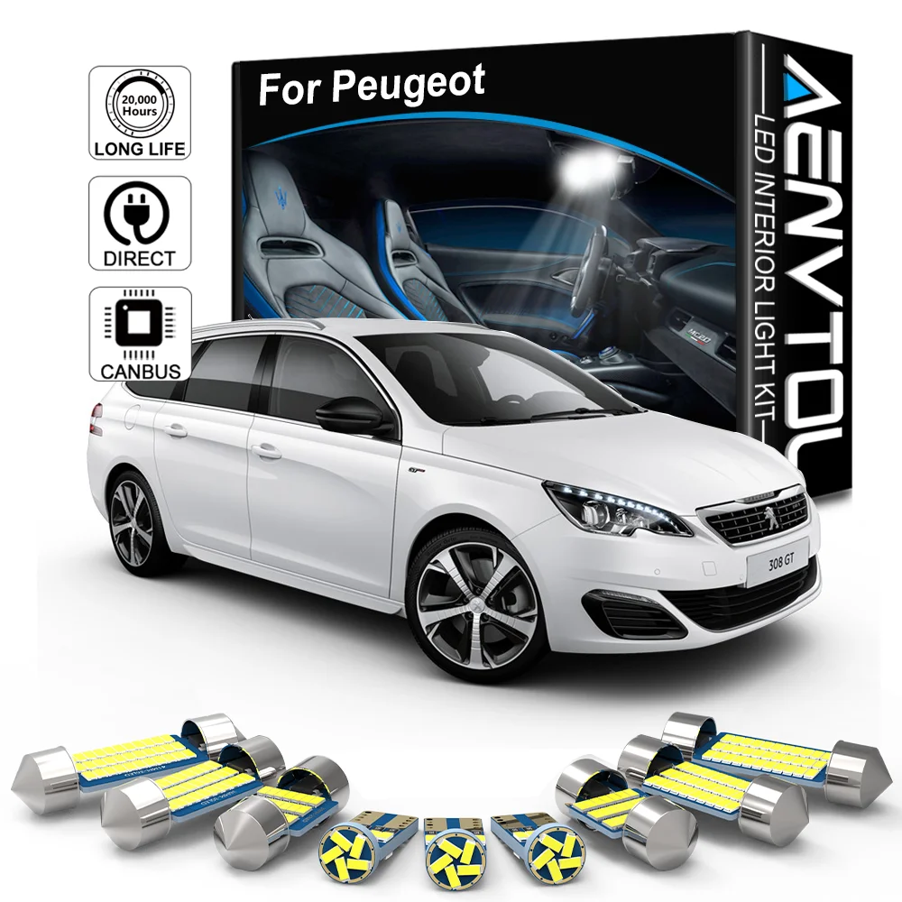 

AENVTOL Canbus For Peugeot 207 208 301 307 308 407 408 508 Hatch SW CC 2008 3008 4007 4008 5008 RCZ Partner Car LED Inside Light