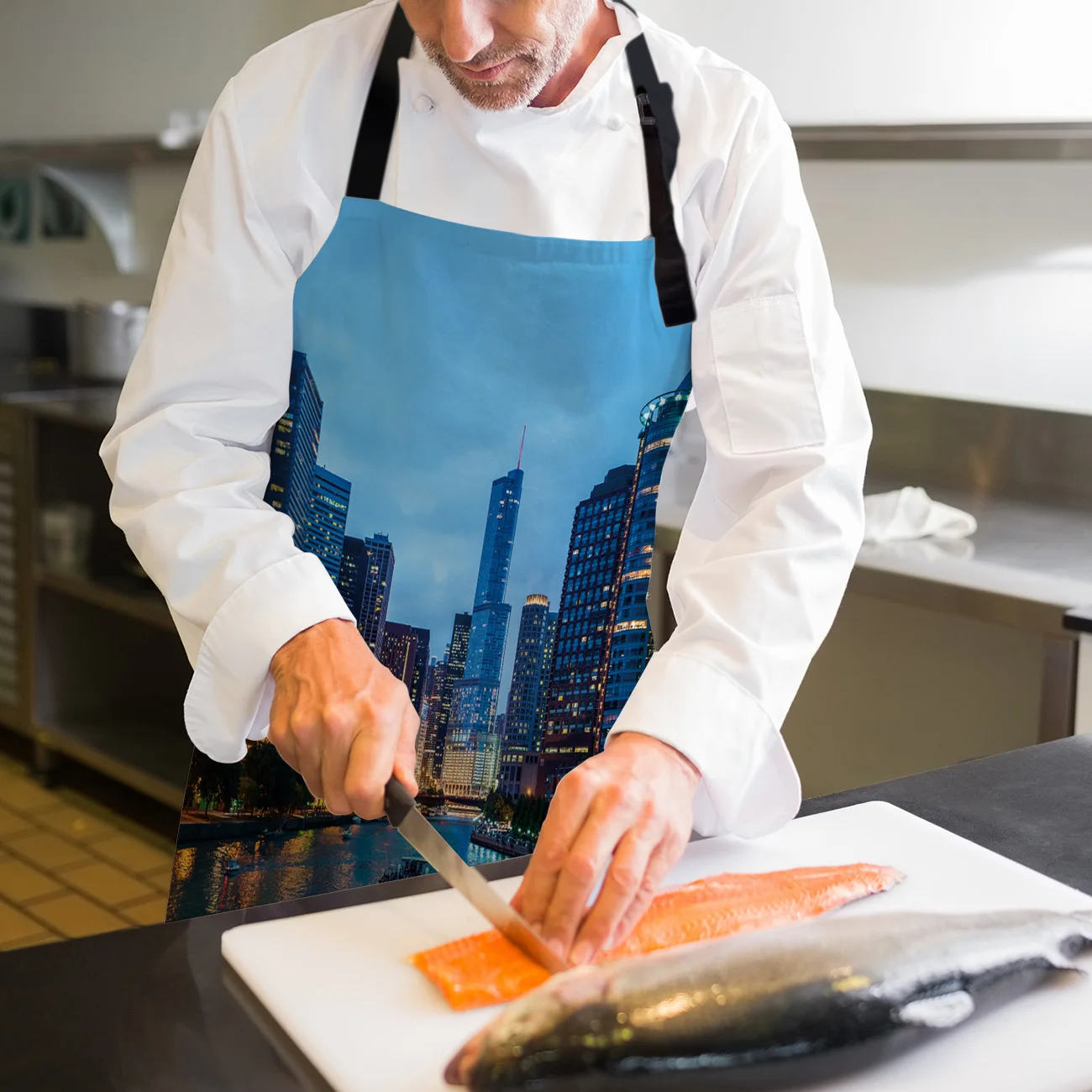 Кухонный Фартук Chicago Architectural Scenic River регулируемые фартуки из парусины для мужчин