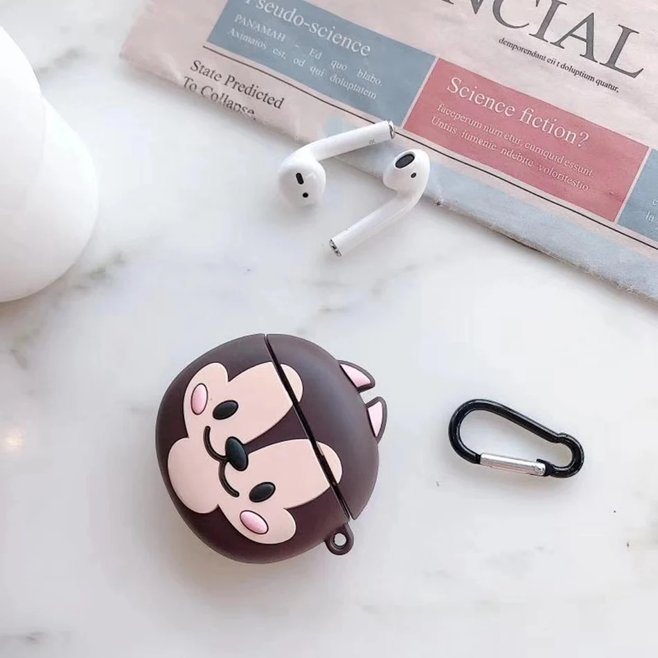 3D милый мультяшный наушник с милой собакой для Airpods 2 Чехол силиконовые наушники чехол для Apple Air pods чехол для наушников брелок