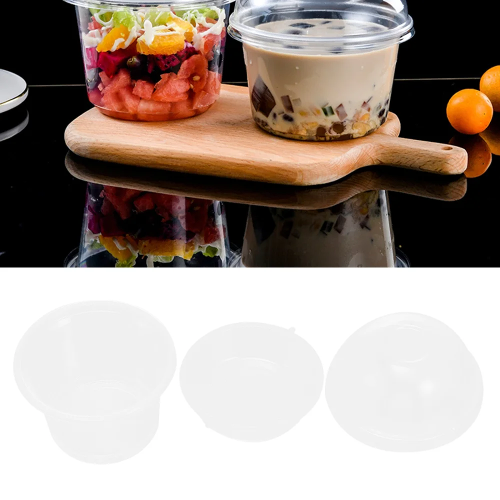 

1 Set 50Pcs 250ml Disposable Dessert Cups Salad Cups with Covers (Transparent)