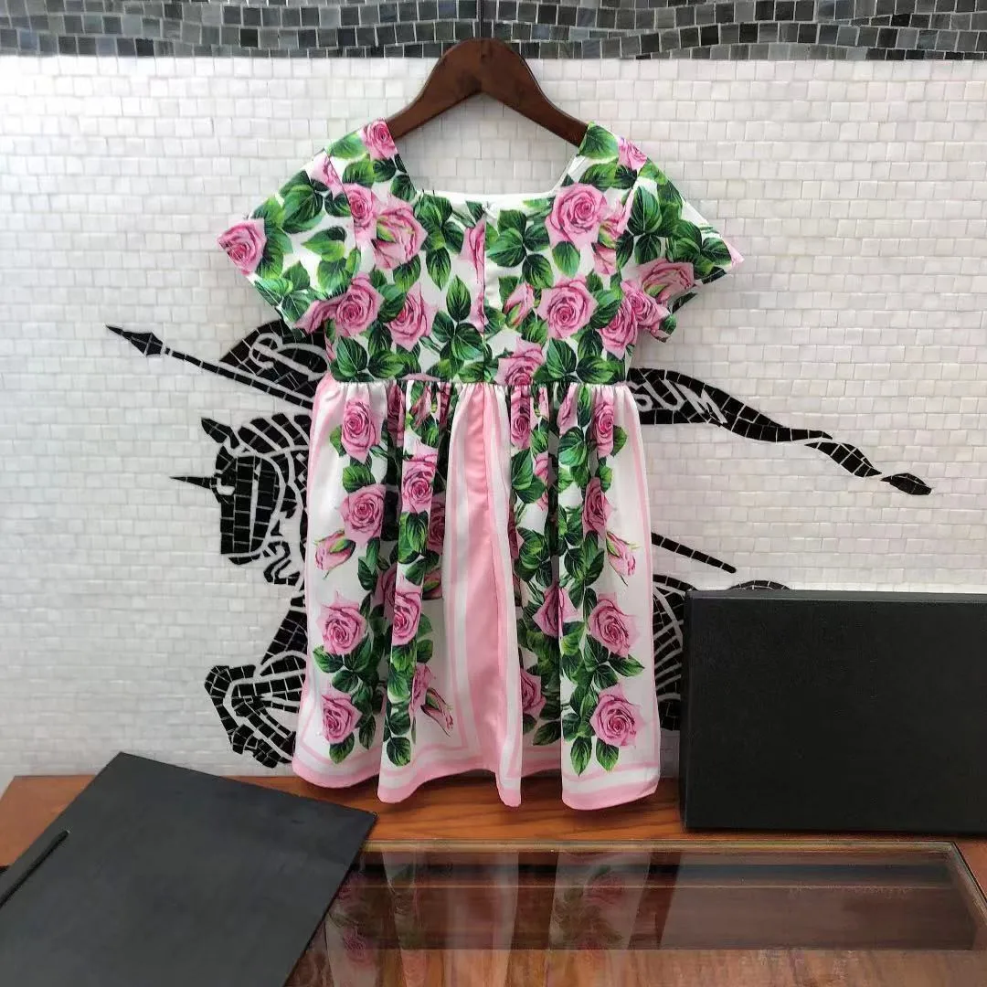 

2021 Kids girls summer floral dress fashion baby girl flowers princess dress