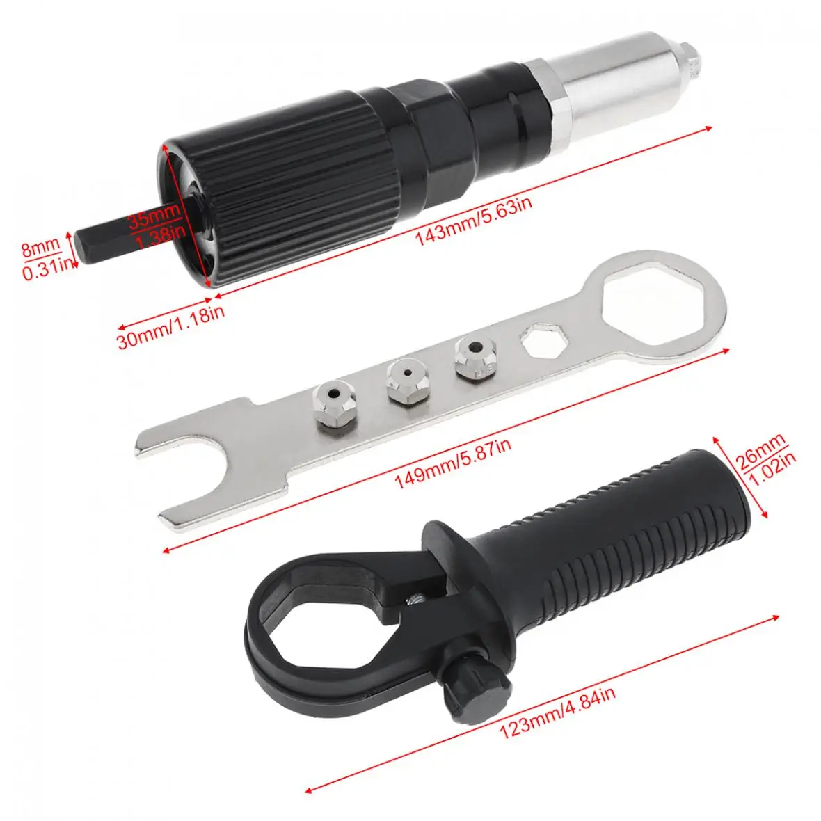 

Electric Rivet Gun Adapters Multifunction Nail Gun Riveting Tool Cordless Insert Nut Tool Riveting Drill Adapter