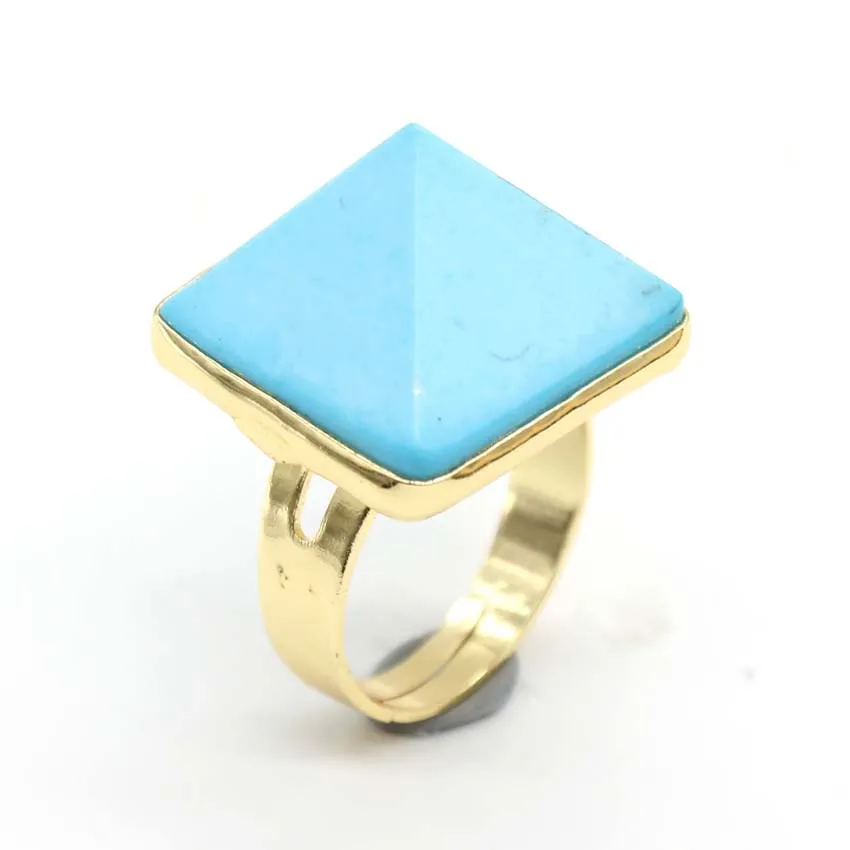 KFT ручной работы каменная Пирамида кольца Опал бирюзовый регулируемое кольцо