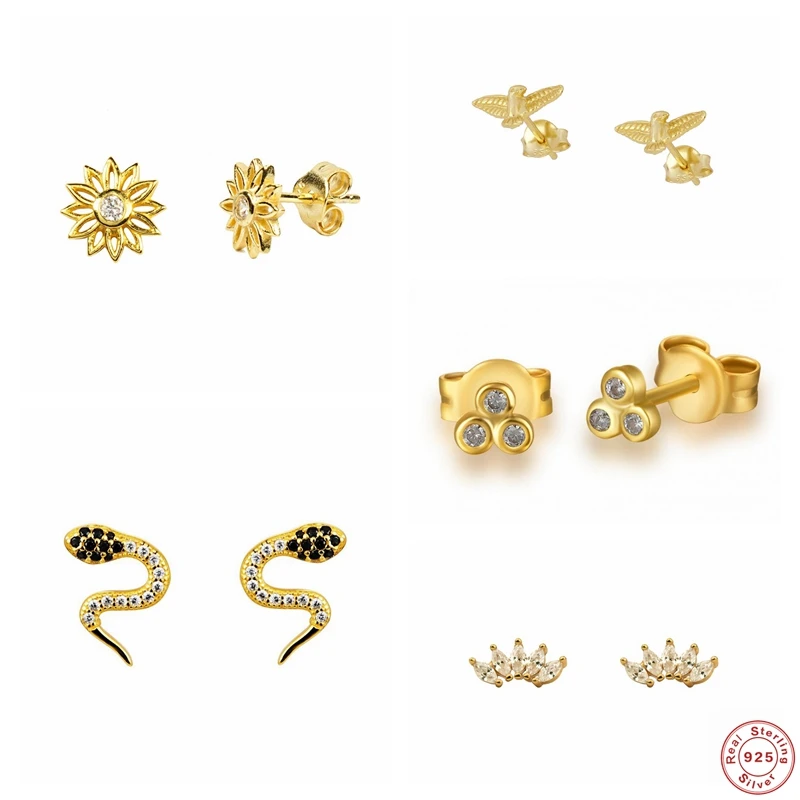 

925 пробы серебряные Изящные серьги для влюбленных пар, женские серьги-гвоздики с фианитами, ювелирные изделия