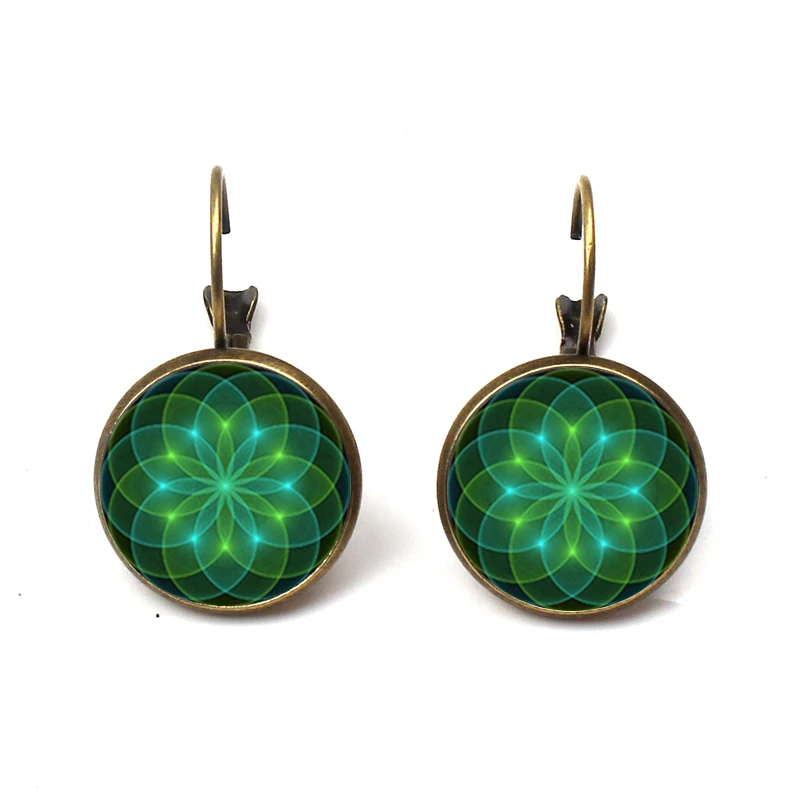 Новые Яркие Стеклянные Серьги-кабошоны с изображением цветов в стиле жизни яркие
