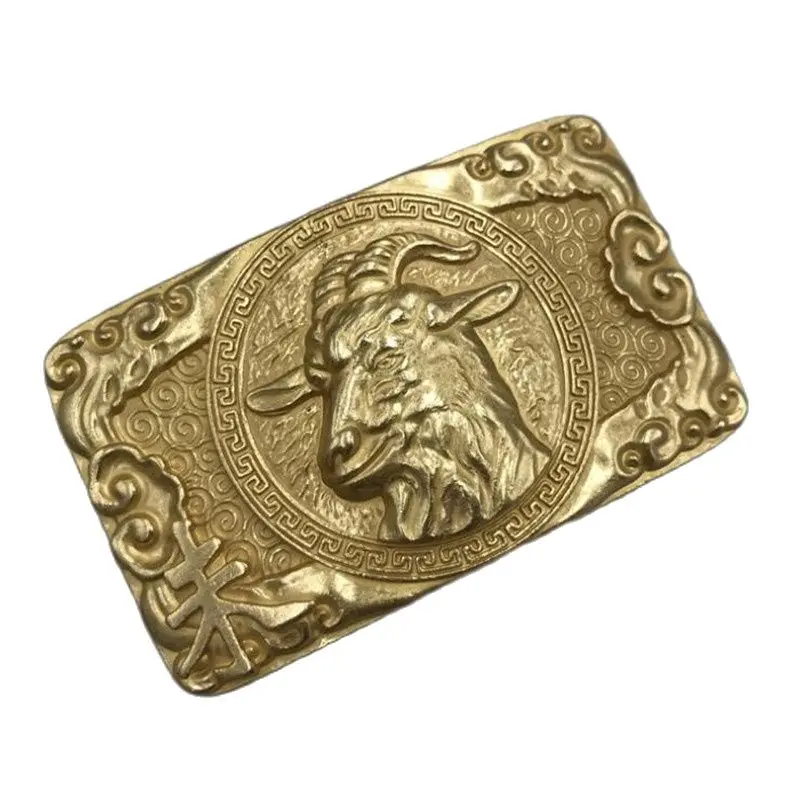 

Retail 2020 New High Quality 3D Sheep Solid Brass Men Belt Buckle With 80*48mm 150g Metal Cowboy Belt Head For 4cm Wideth Belt