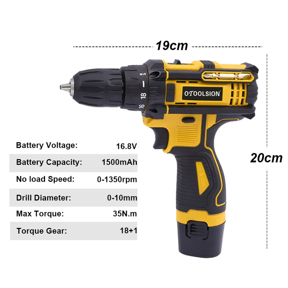 Otoolsion16.8в 1500 мАч электрическая отвертка дрель беспроводные электроинструменты