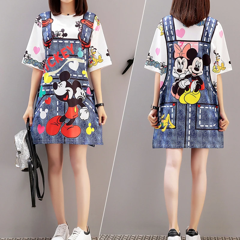 Футболка женская с принтом Микки Мауса размера плюс на бретелях в Корейском