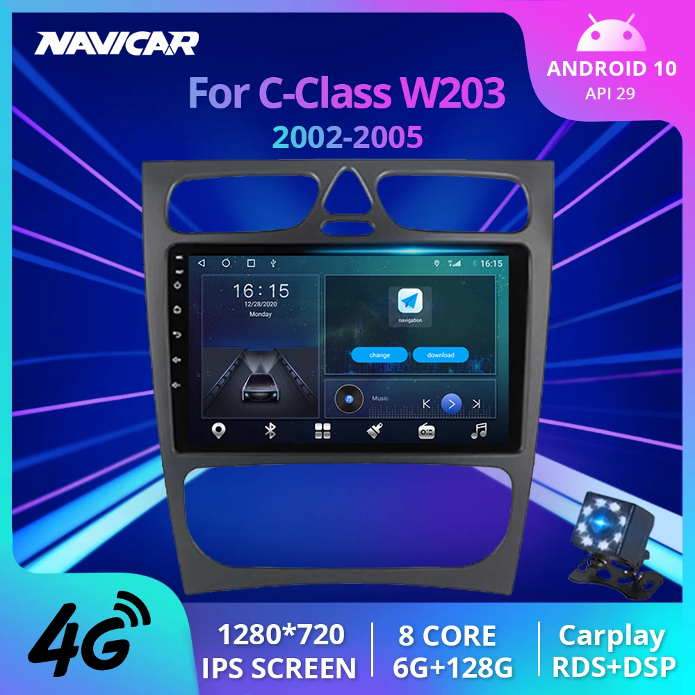 

2Din Android10.0 Car Radio For Mercedes Benz C-Class W203 C200 C320 C350 CLK W209 2002-2005 Stereo Receiver GPS Navigation DSP