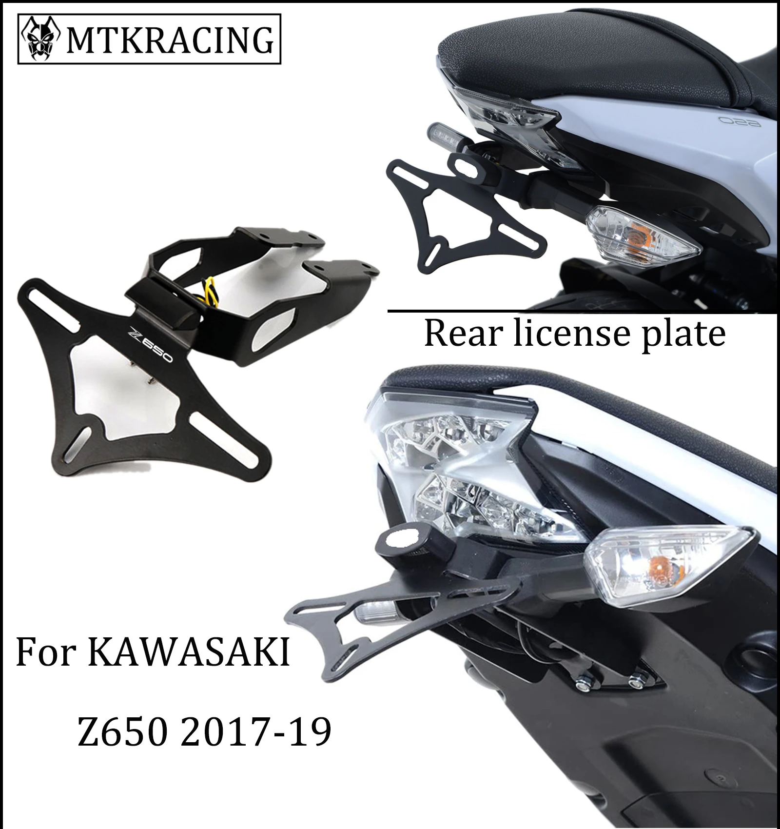 Mtkracing-guardabarros trasero para KAWASAKI Z650 NINJA 650, soporte para marco de matrícula, tarjeta trasera, 2017-2019, 2020, 2021, 2022