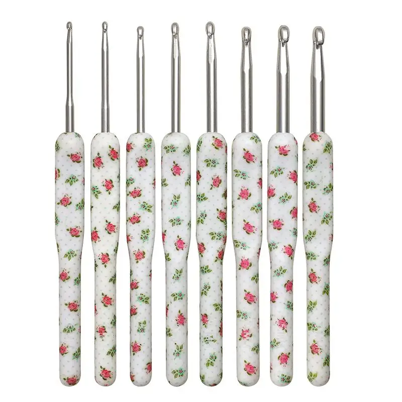 

8pcs Aluminum Crochet Set Ceramic Handle Knitting Needles Kit Crochet Hooks Weaving Tools Sewing Accessories New