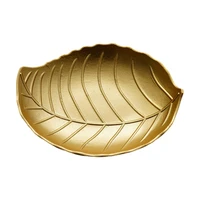 creative golden color wooden leaf fruit tray wooden pineapple leaf tray golden storage tray snack fruit tray
