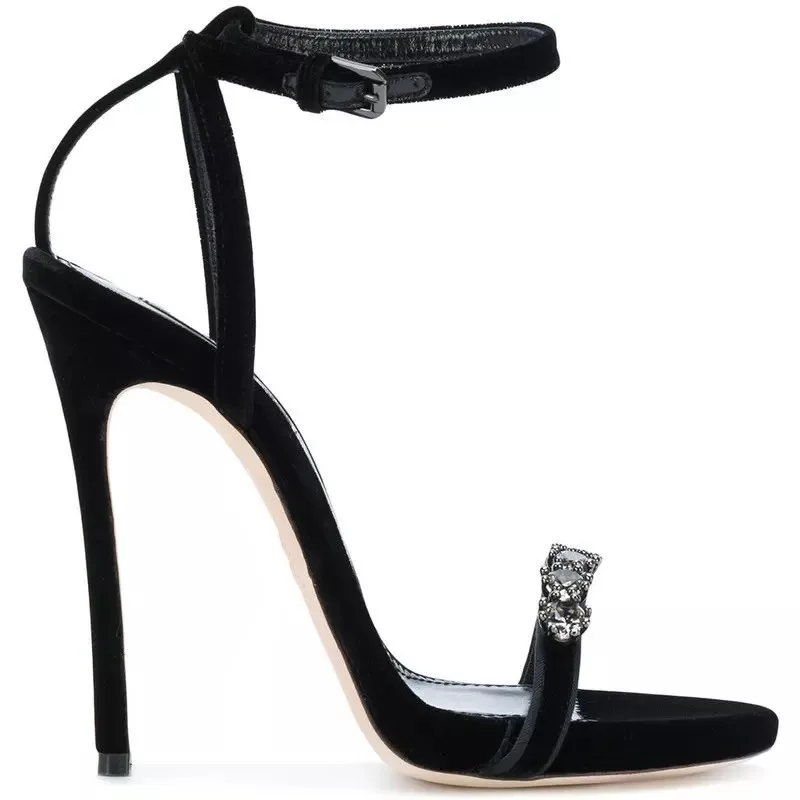 

YECHNE Women Rhinestone Sandals Plus Size 33 43 Heel Height Gladiator Sandals Crystal Party Wedding Open Toe Heels Shoes 2020