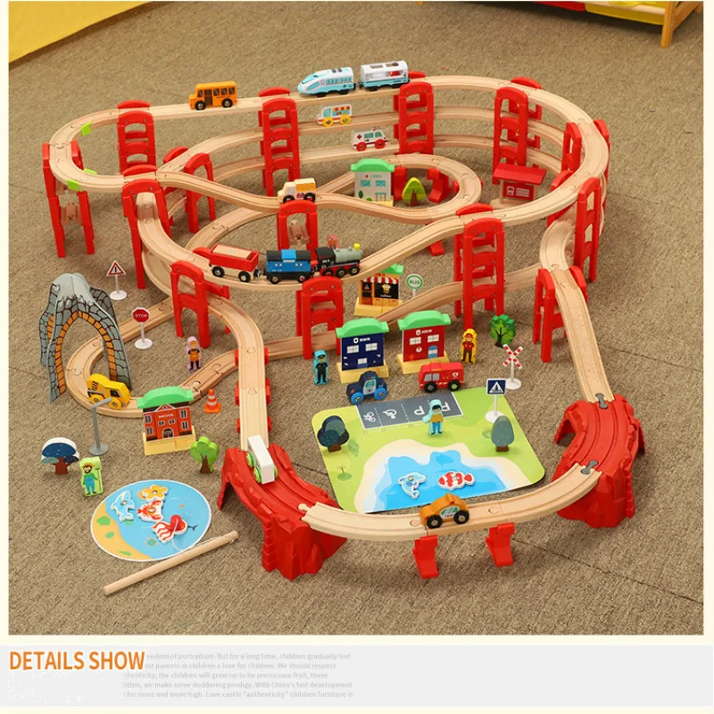 Деревянная железная дорога большой деревянный трек игрушки электрический