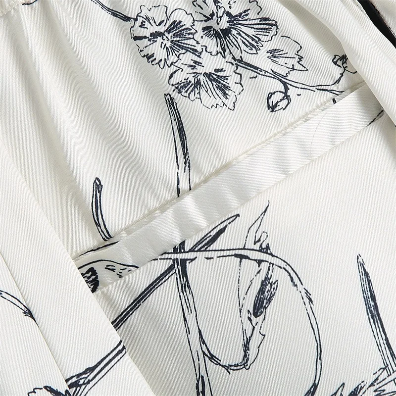 

Women 2021 Chic Fashion Floral Print Wide Leg Pants Vintage High Elastic Waist Side Pockets Female Trousers Streetwear