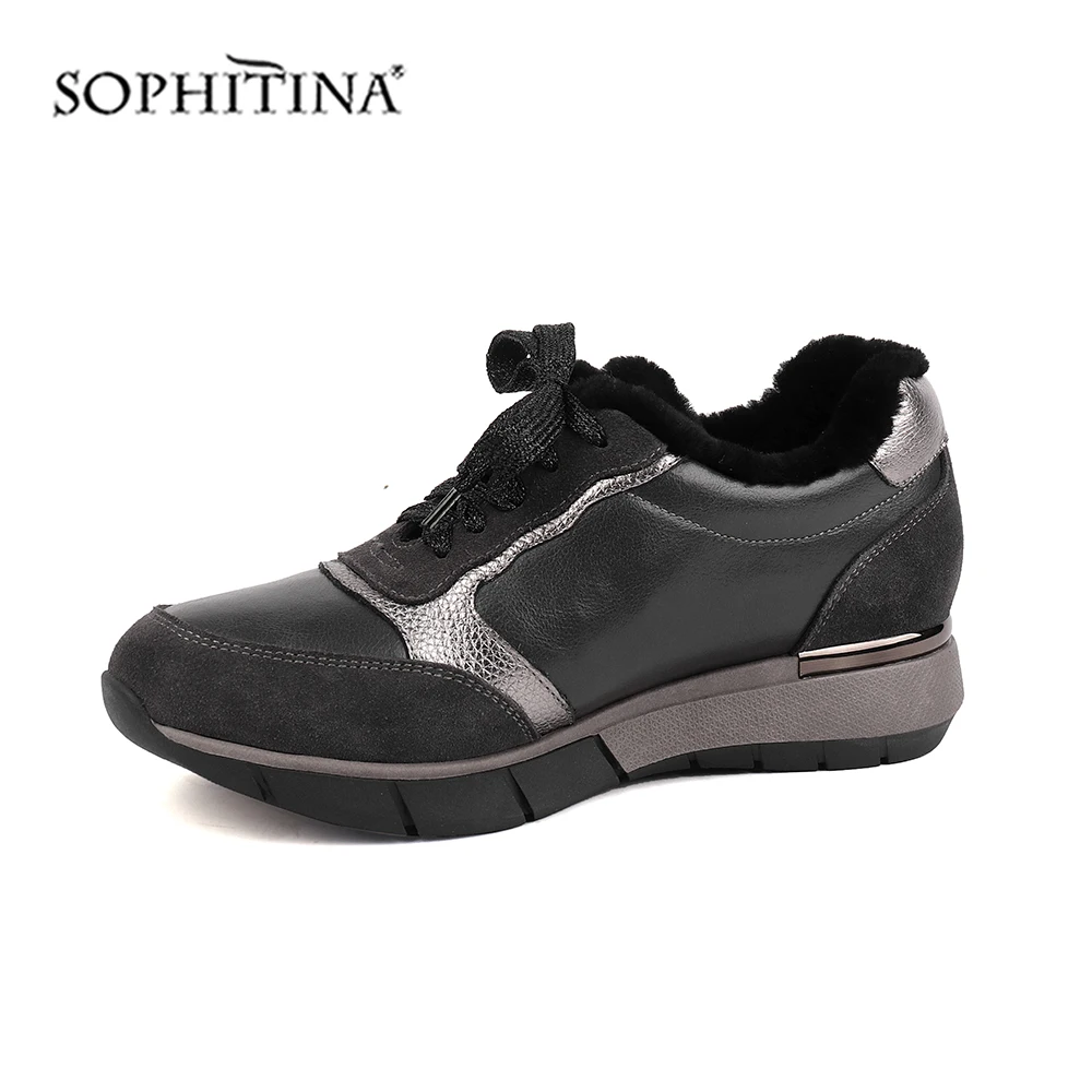SOPHITINA/Новые Зимние удобные женские туфли на плоской подошве высокого качества из