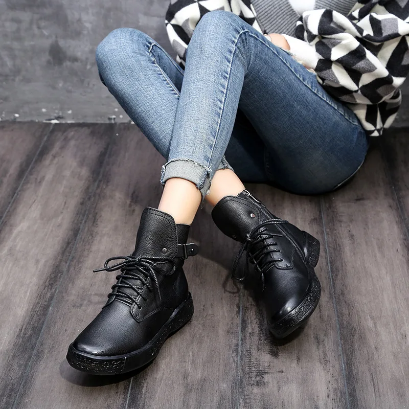 Fujin/женские ботинки из мягкой натуральной кожи высокого качества Сезон