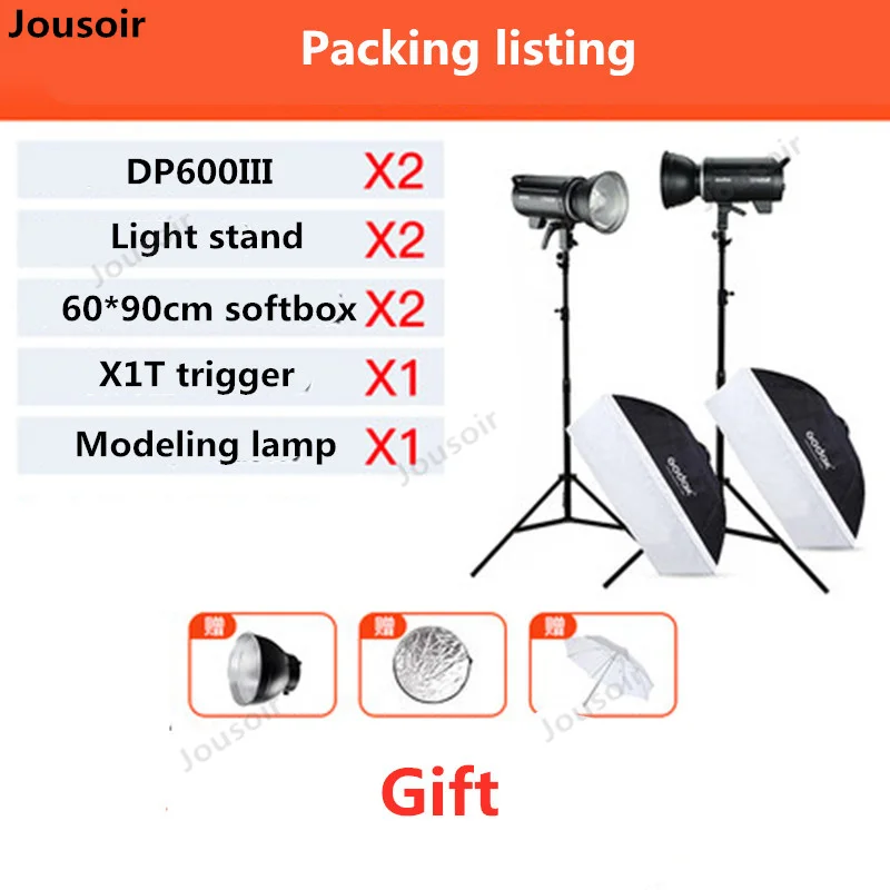 Godox DP600III Профессиональный студийный фонарик KIT 600Ws * 2 с креплением Bowens 5600K для
