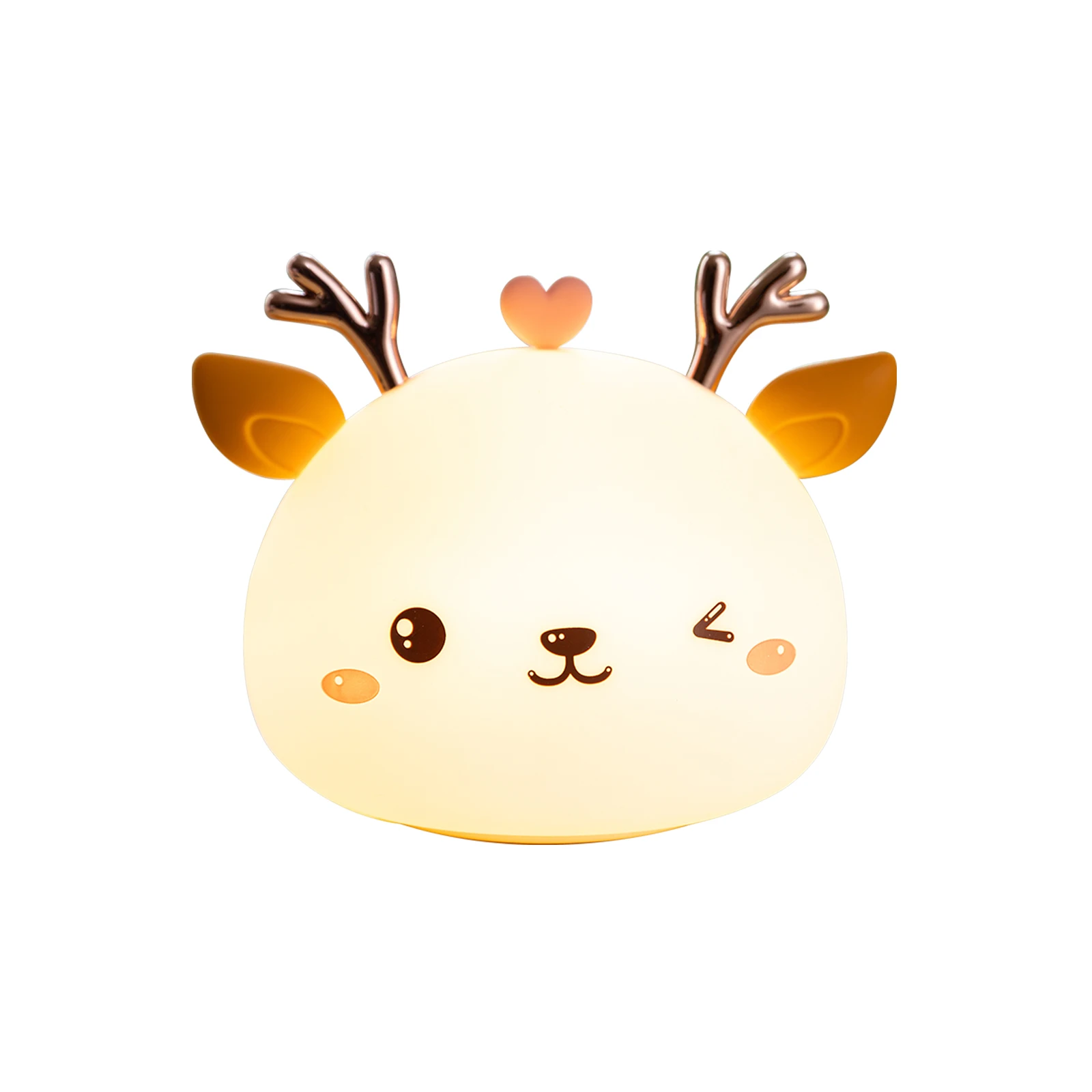 

Rechargeable 1800mah Deer Night Lamp 7 Light Colors Soft Silicone Touch Light Adorable Deer Shape Night Light