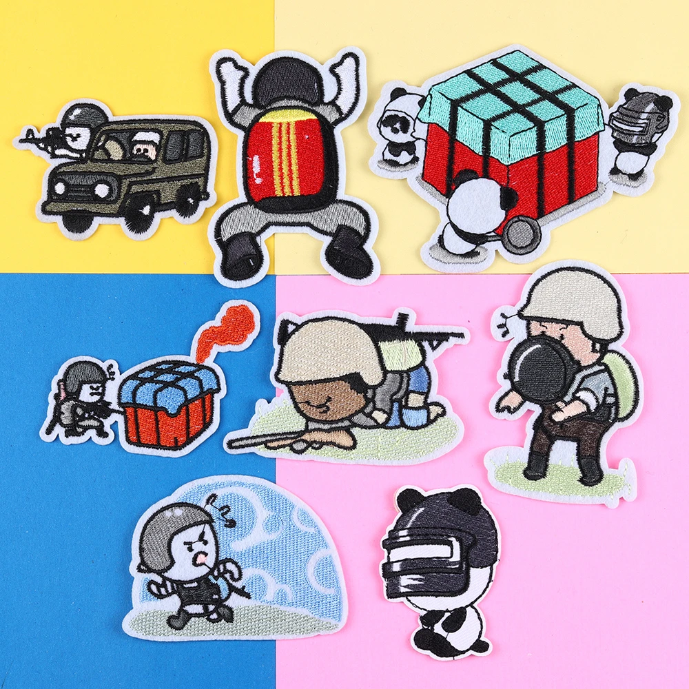 Мультяшные проигрыватели PUBG, неизвестные нашивки с утюгом для одежды, Пришивание, вышитые значки, значки «сделай сам», сумки, аксессуары, ткань
