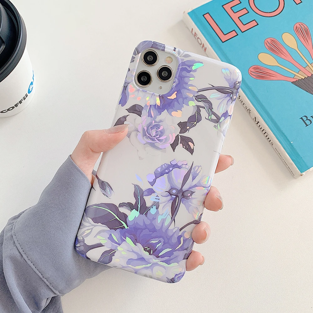 LOVECOM Laser Retro Flower Leaf Phone Case For iPhone 12 Mini Pro 11 Max XR XS 7 8 Plus Banana Soft Back Cover | Мобильные телефоны