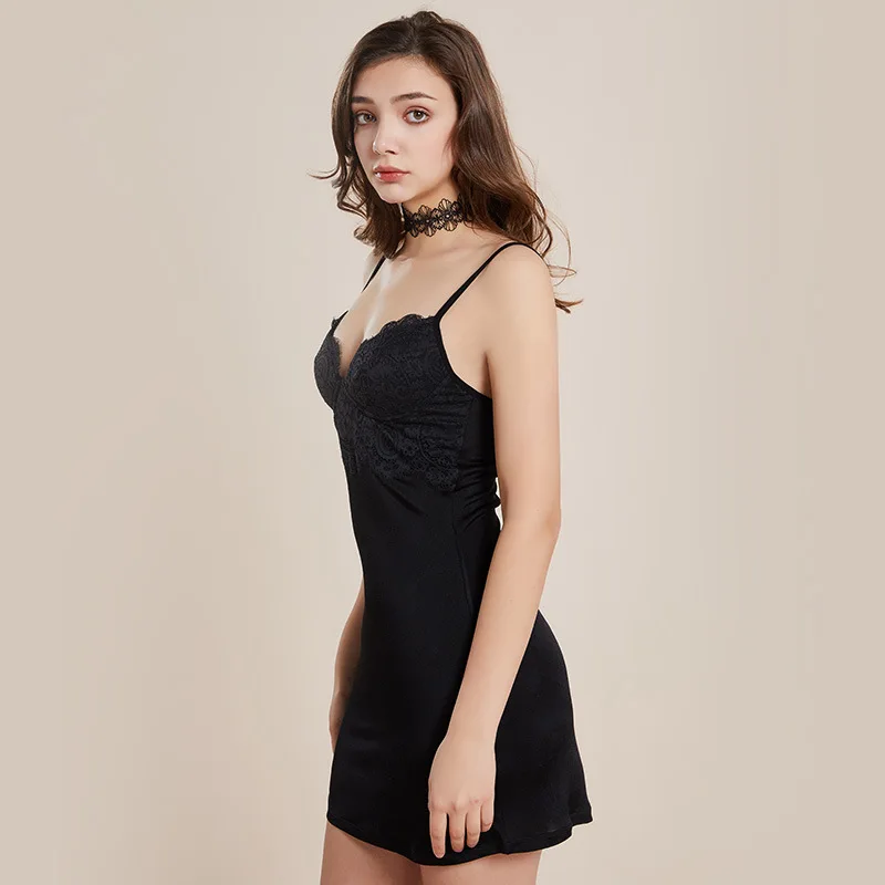 Flame of dream Summer Silk Home Sleeping Dress Leisure  Night Gown Night Wear Women 1597