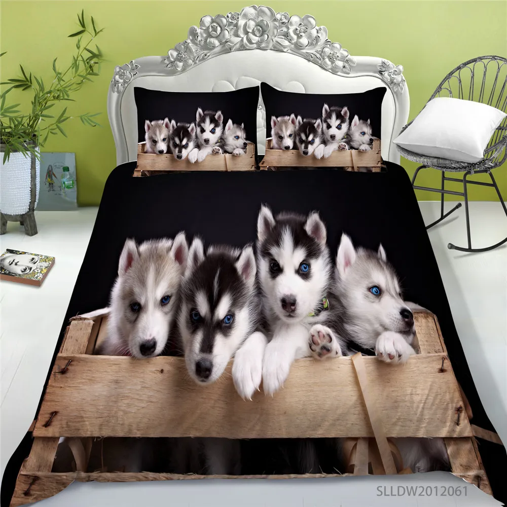 Barato Juego De Fundas De Edredón De Lujo 3D Para Perro, Bonito, 2/3 Uds., Individual Tamaño Doble Reina Rey, Conjunto De Cama Moderno, Almohada, Regalos De Cama únicos