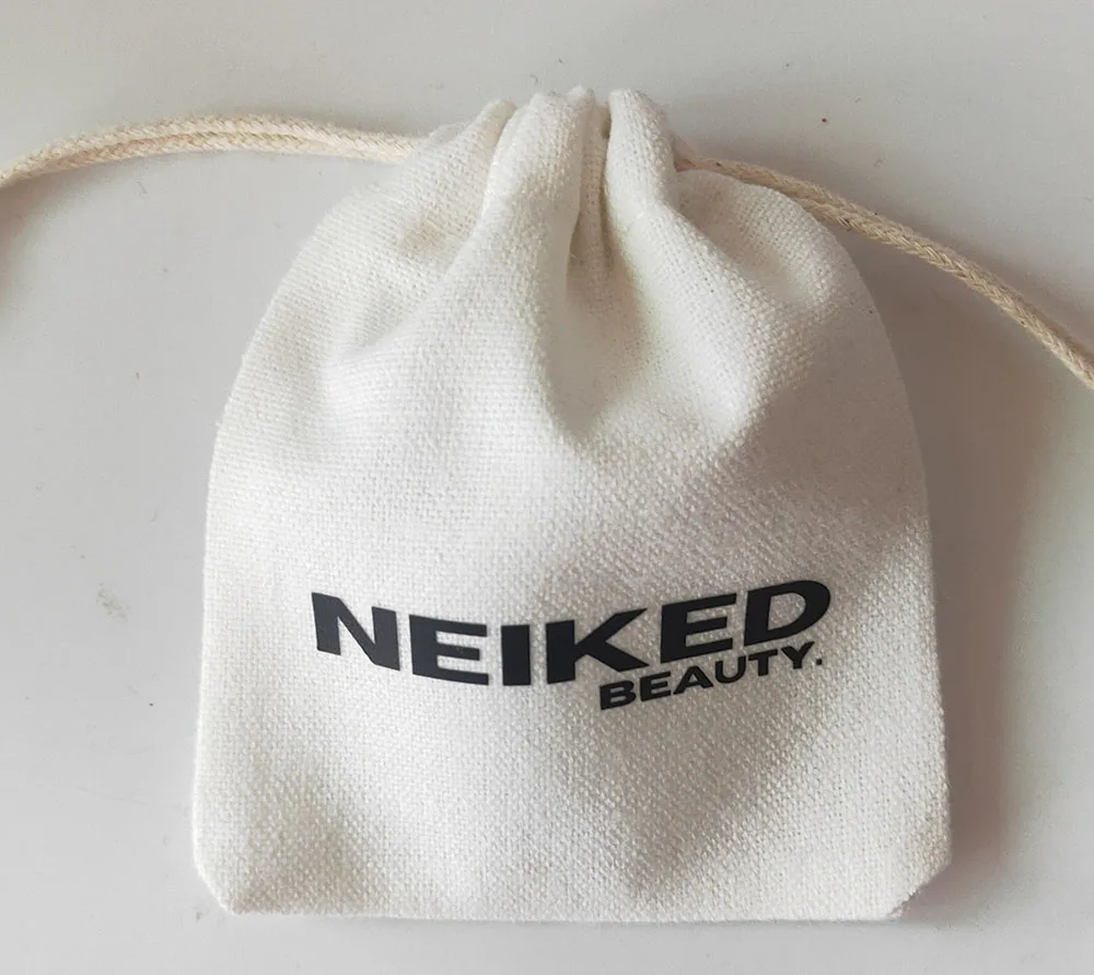 50pcs Customized Print Coloful Logo white beige Linen Cotton Drawstring bag Small Cosmetic Makeup Jewelry Packaging Gift Pouches