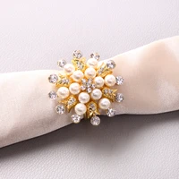 10pcslot premium christmas napkin ring snowflake napkin button golden pearl napkin ring