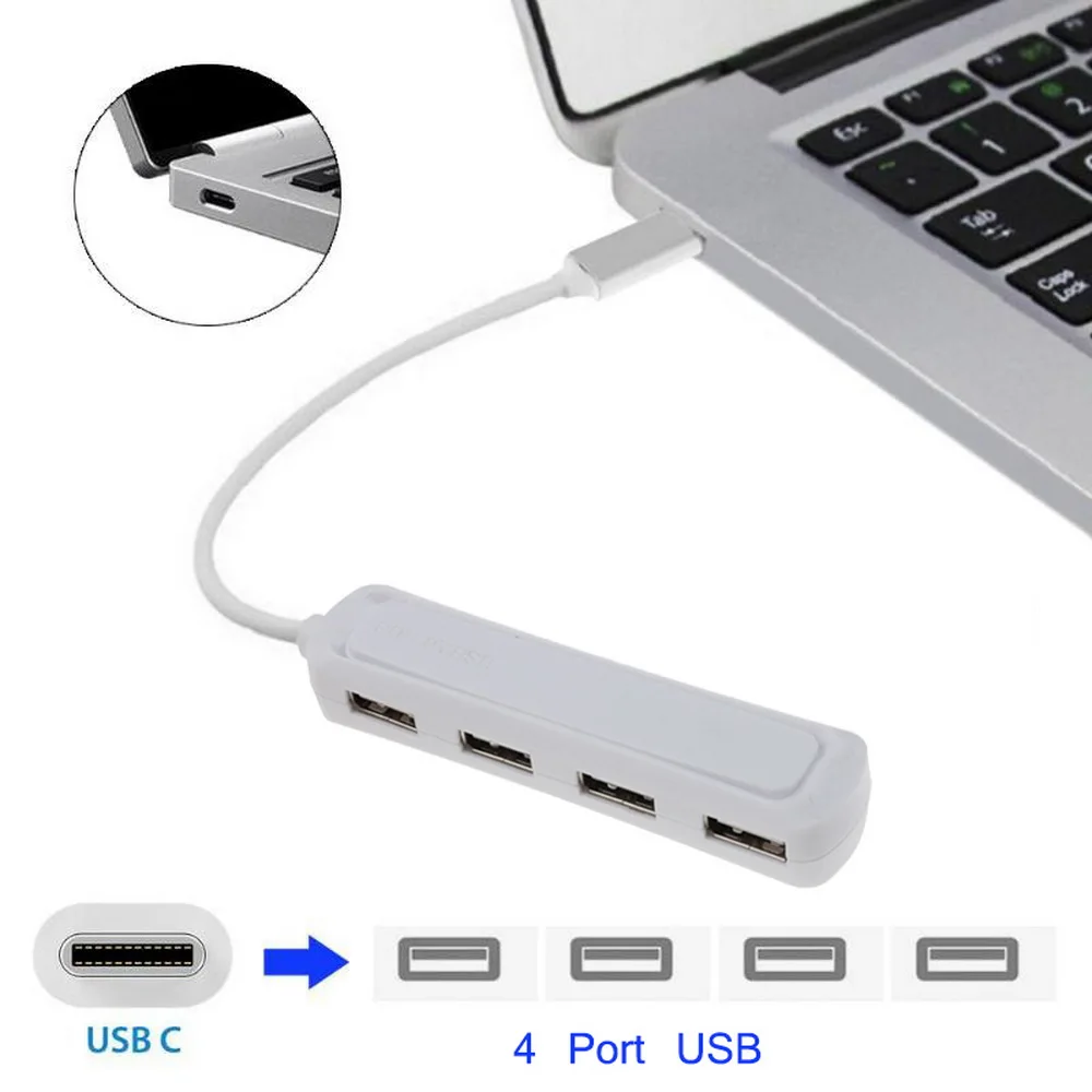 Разветвитель kebidu с Type C на USB 2 0 4 порта 3 1 высокоскоростной адаптер для ПК ноутбука
