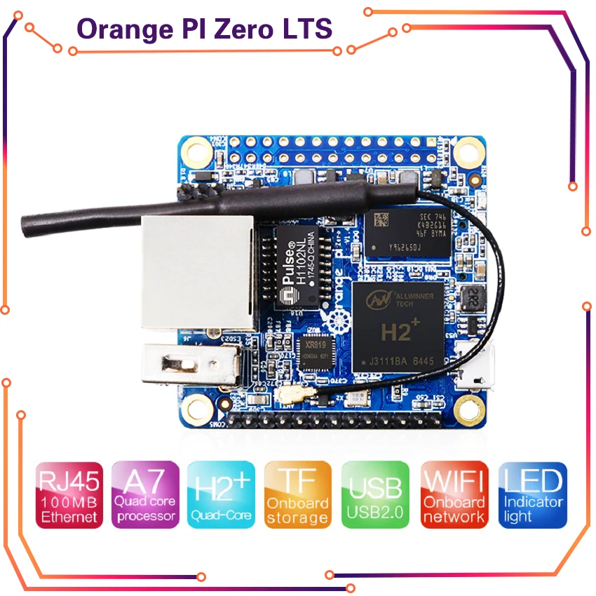 Оранжевый PI Zero LTS 512MB + плата расширения черный чехол мини одноплатный набор