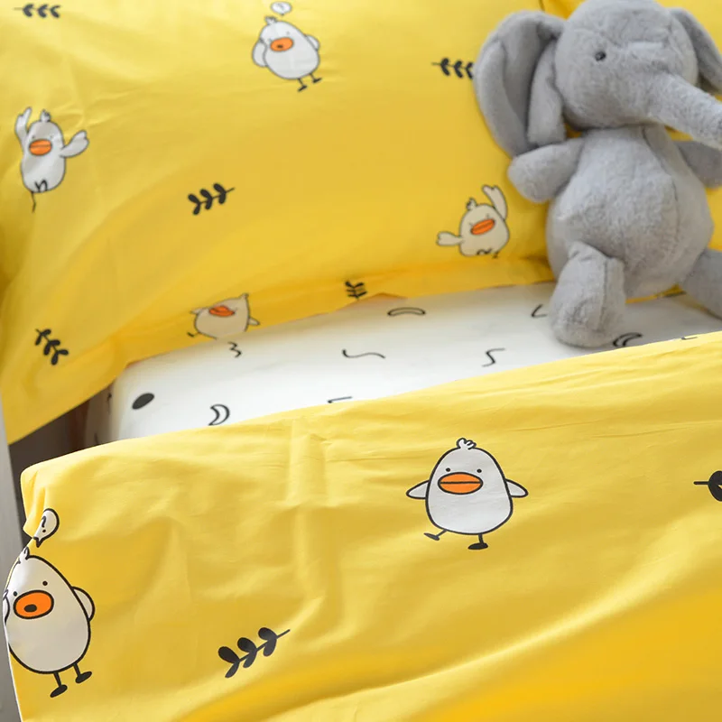 Ткань из 100% хлопка длинноволокнистая с рисунком утки для детского сада T1152 | Дом и