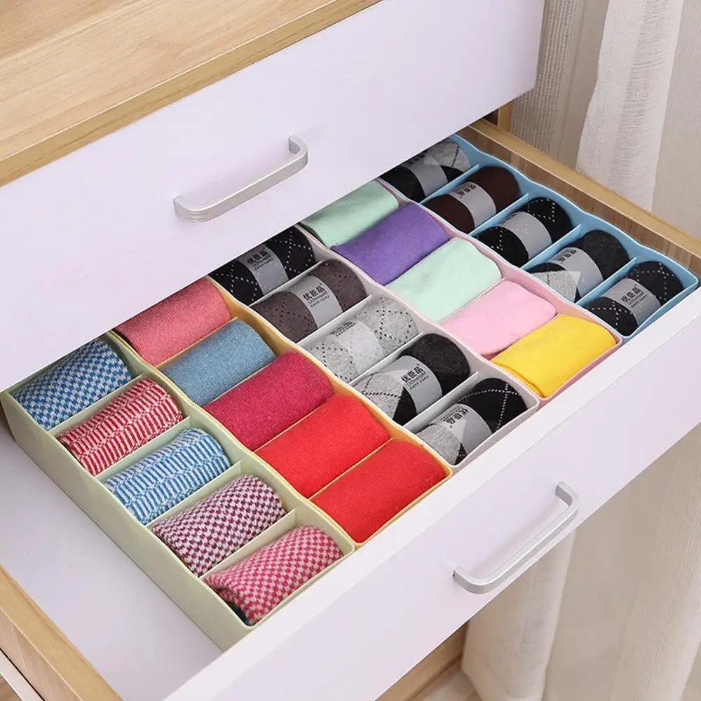 

Plastic Household Bedroom Convenient Grids Socks Tie Storage Cosmetic Storage Divider Box Organizer Supplies Drawer Box R3H2