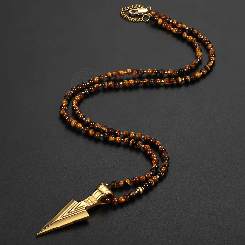 Уникальный Мужской шейный платок 4 мм длинный тигр глаз камень бисером золотой