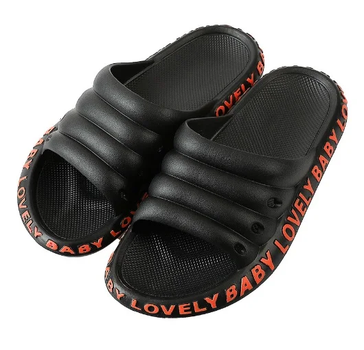 

NEW Summer Women Men Slippers Beach Slide Sandals Cute Words Alphabet Non-Slip Soft Sole Couple Ladies Home Outdoor Bathroom