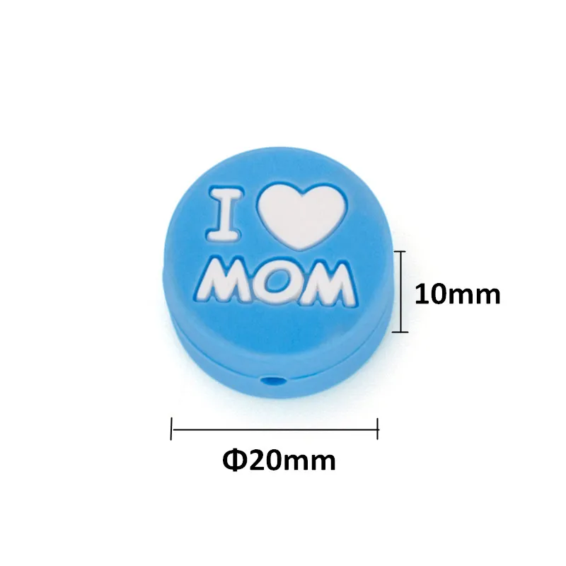Chenkai 5 шт. без бисфенола А силиконовые бриллианты I LOVE MOM бусины для прорезывания