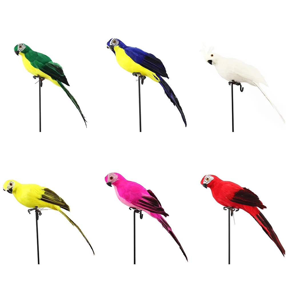 

25cm Handmade Simulation Parrot Decoration Innovative Feather Lawn Figurine Ornament Animal Bird Garden Bird Prop Decoration #W0