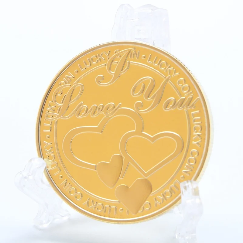 

2021 Heart-shaped Love Gold-plated Silver Collection Commemorative Coin Embossed Lucky Coin Heart-to-heart Medallion