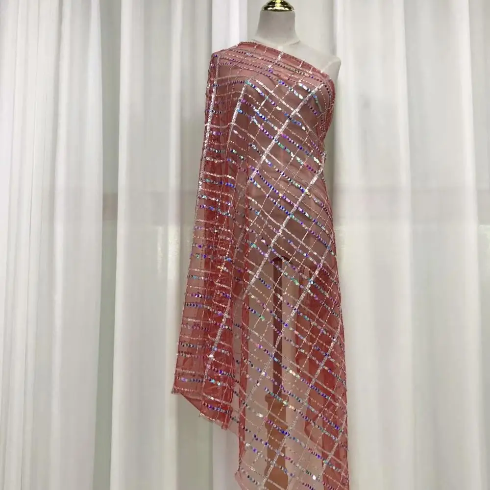 Кружевная ткань в африканском стиле с разноцветными блестками и бисером высокое