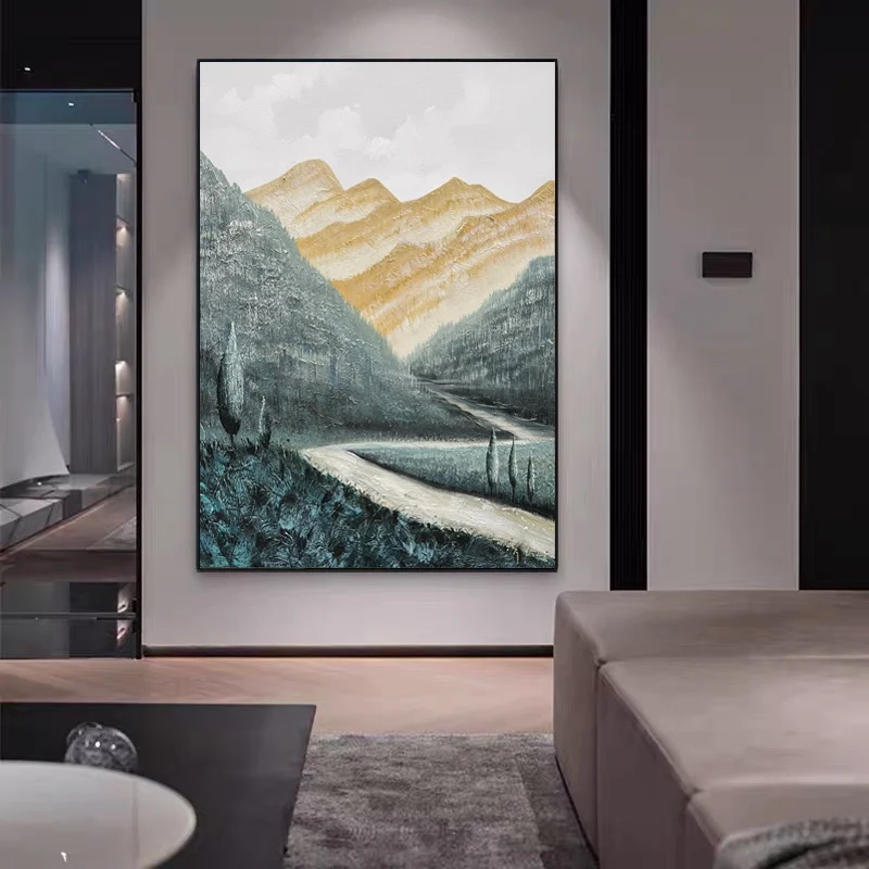 

Hand Pained Canvas Oil Painting Valley Mountain Cuadros Decoracion Dormitorio Home Decoration Accessories For Living Room No Fra