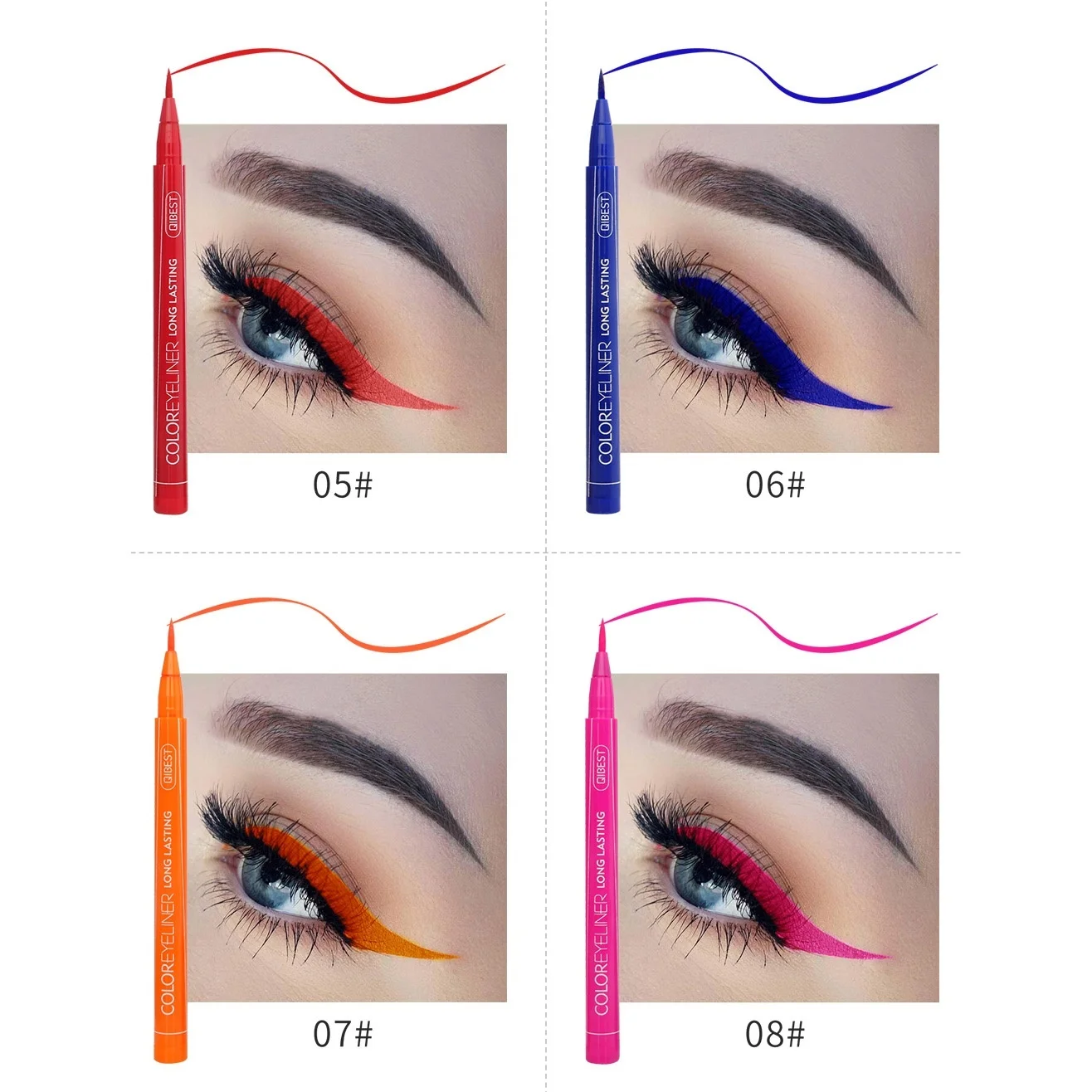 1Pcs Cat Eye Color Eyeliner Makeup Waterproof Neon Liquid Eye Liner Pencil Pen Make Up Comestics Long-lasting Black Makeup Tools