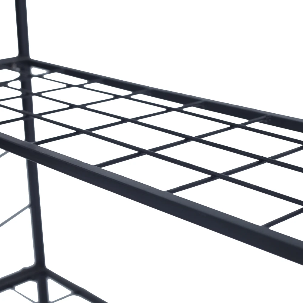 

BUYTOO 2 Tier Metal Plant Stand Storage Rack Shelf Pot Holder for Indoor Outdoor Use, Black