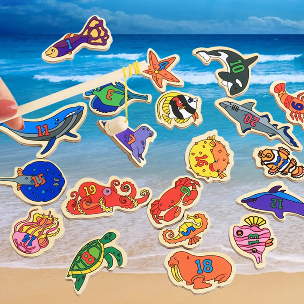 

26Pcs English Alphabet Animal Magnetic Sticker Fishing Game Educational Practical Interactive Attractive Interseting Kids Toy