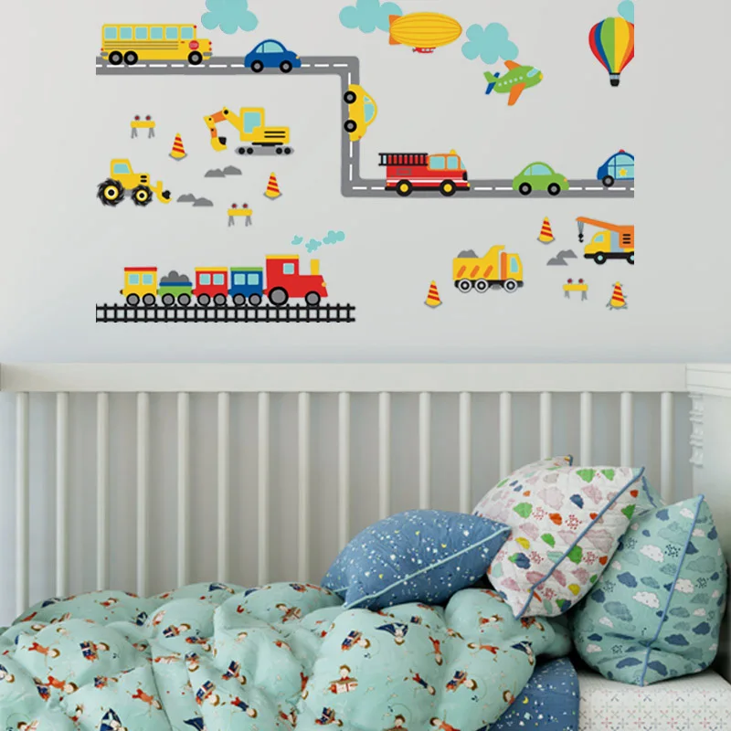 Съемные настенные наклейки воздушные шары автомобильный мир трек грузовик